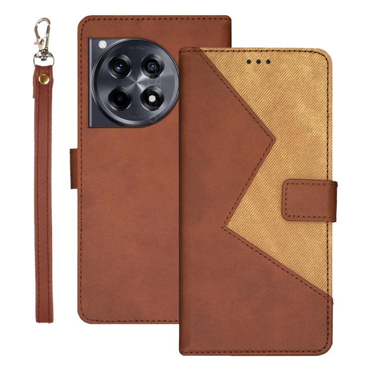 Funda de Cuero Bicolor Idewei para OnePlus 12R (Marrón)