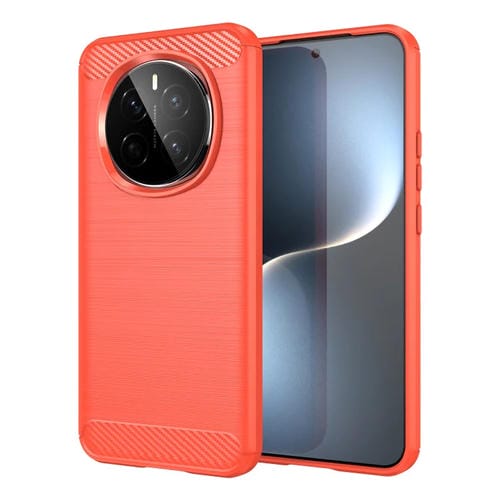 Funda de Teléfono TPU con Textura Cepillada Fibra de Carbono para Honor Magic7 (Rojo)