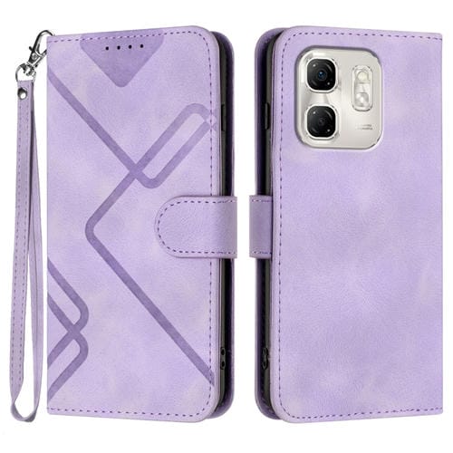 Funda de Cuero Infinix Hot 50I Smart 9 con Diseño de Líneas y Tacto Suave (Morado Claro)