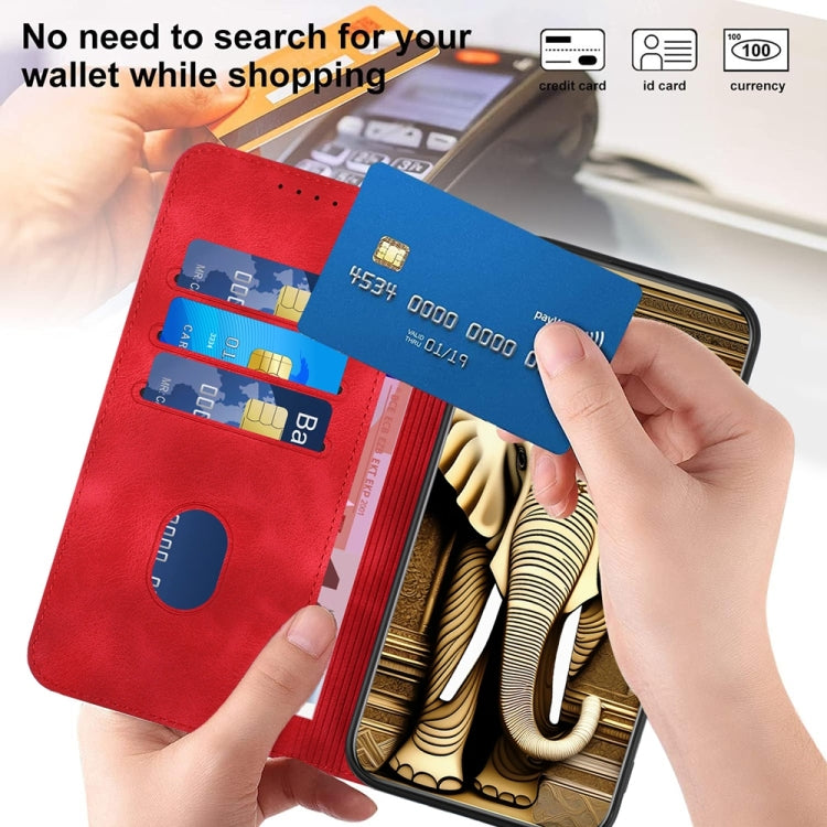 Funda Cuero Relieve Cabeza Elefante Tecno Spark 30 4G con Cordón (Rojo)
