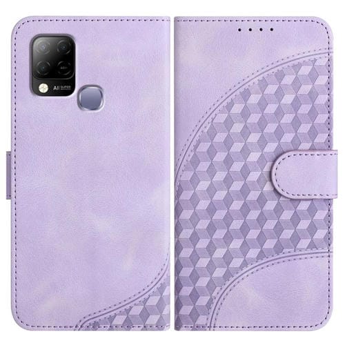 Funda de Cuero con Relieve Elefante para Infinix Hot 10T/Hot 10S con Cordón (Morado Claro)