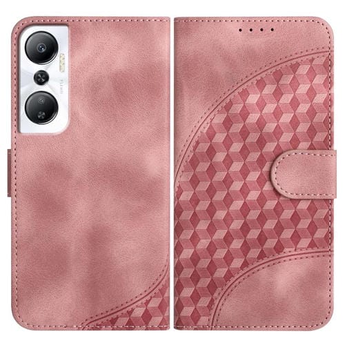 Funda de Cuero con Relieve Cabeza de Elefante para Infinix Hot 20 4G con Cordón (Rosa)