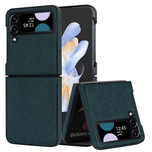 Funda para Teléfono Samsung Galaxy Z Flip4 5G Plegable con Patrón Cruzado (Verde)