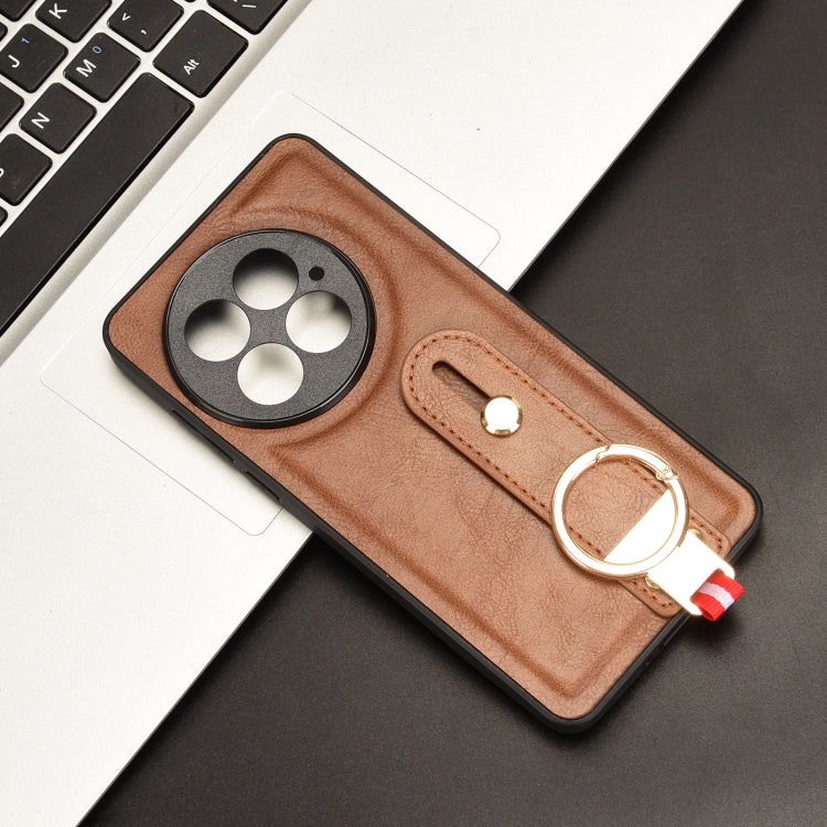 Funda de Cuero con Correa para la Muñeca OnePlus 13 (Marrón)
