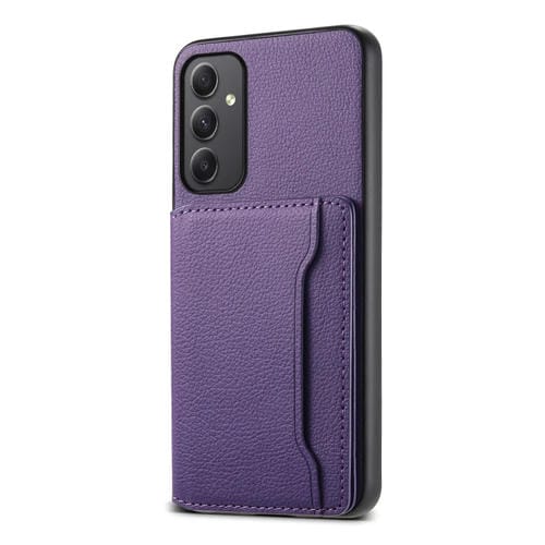 Funda para Teléfono Samsung Galaxy A35 5G Bolsa para Tarjetas Textura de Becerro (Púrpura)