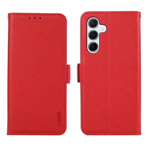 Funda para Teléfono Samsung Galaxy A54 5G Abeel Cuero Patrón Litchi Rfid Magnético (Rojo)