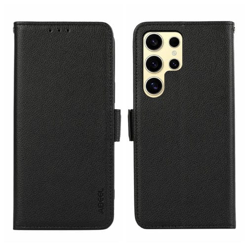 Funda para Teléfono Samsung Galaxy S21 Ultra 5G Abeel Cuero Patrón Litchi Magnético Lateral (Negro)