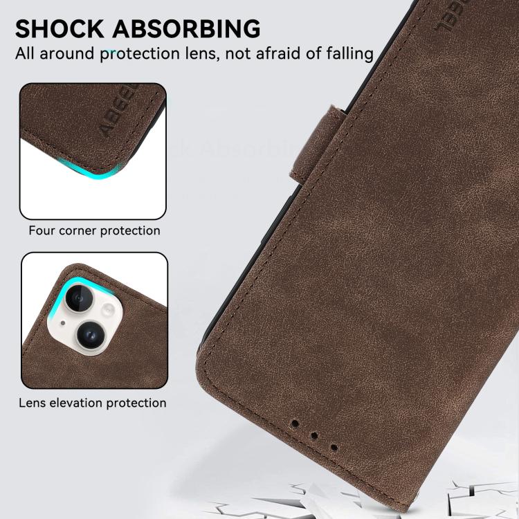 Funda de Cuero Abeel Rfid Magnética Esmerilada para iPhone 16E (Marrón)
