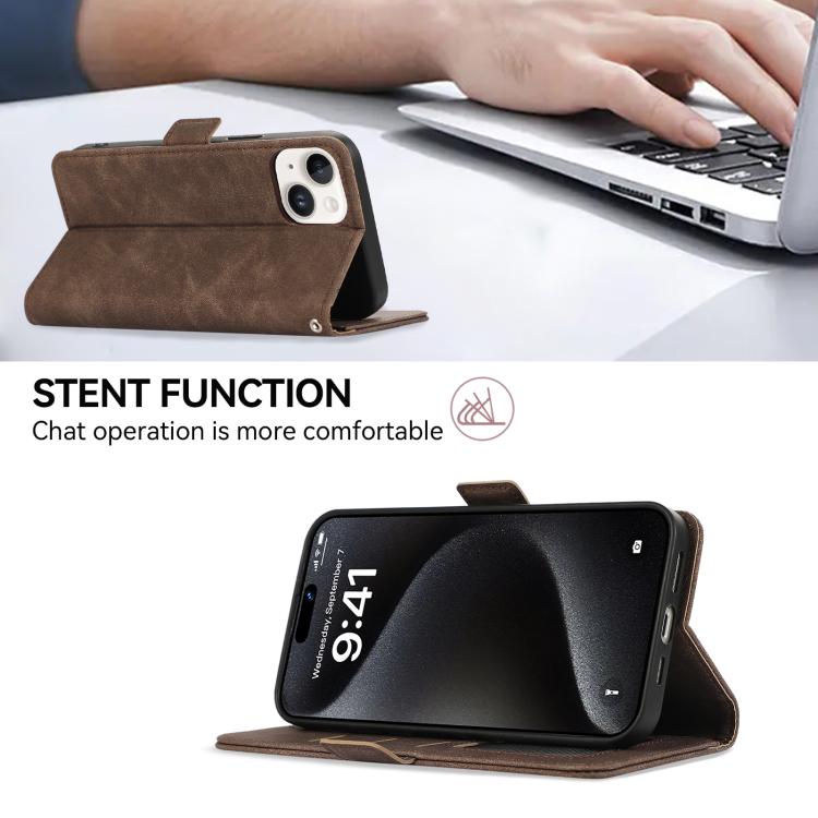 Funda de Cuero Abeel Rfid Magnética Esmerilada para iPhone 16E (Marrón)