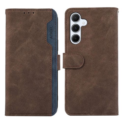 Funda para Samsung Galaxy A34 5G Abeel Color Block Cuero Magnética Rfid (Marrón-Azul)