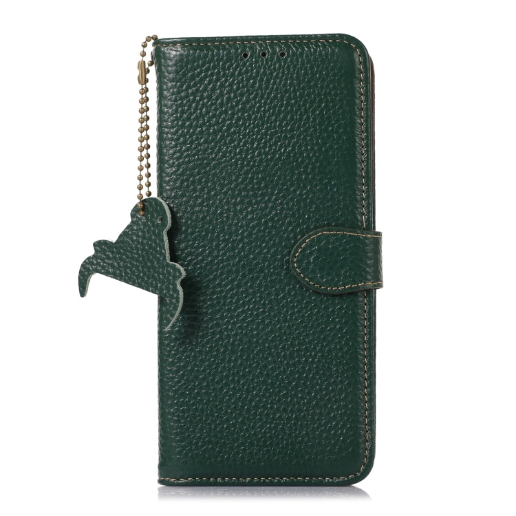Funda de Cuero Genuino con Textura de Lichi Rfid para OnePlus 13 (Verde)