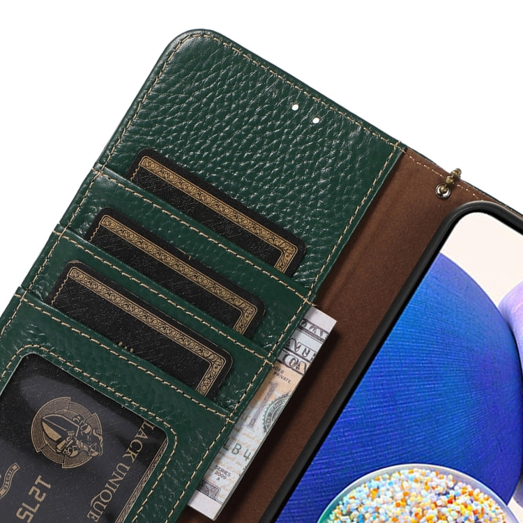 Funda de Cuero Genuino con Textura de Lichi Rfid para OnePlus 13 (Verde)