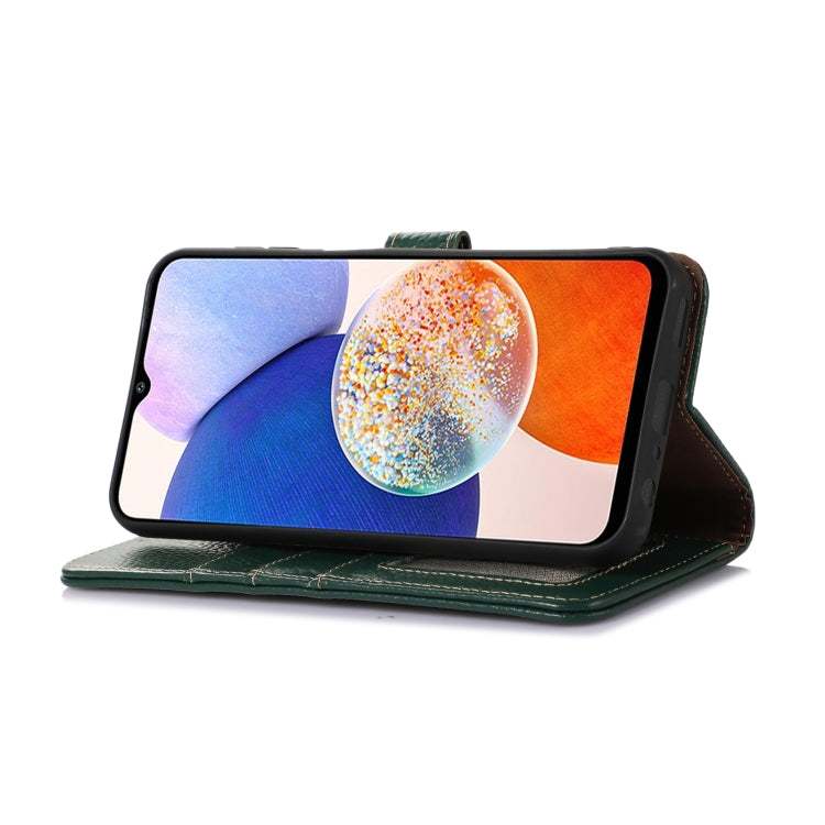 Funda de Cuero Genuino con Textura de Lichi Rfid para OnePlus 13 (Verde)