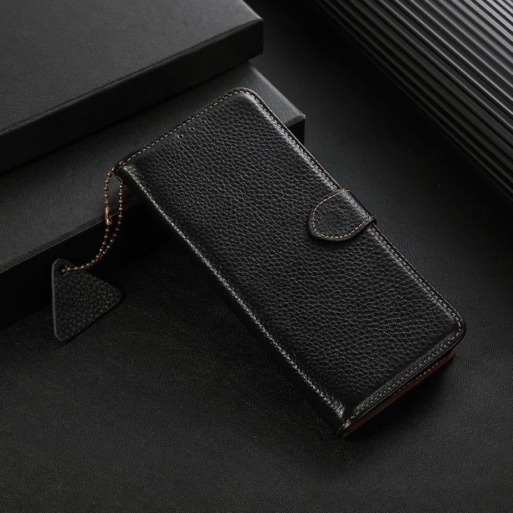 Funda Cuero Genuino OnePlus 13 Textura Lichi Rfid (Negro)