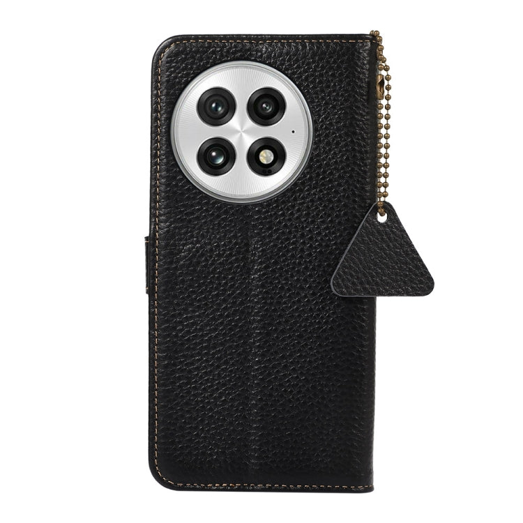 Funda Cuero Genuino OnePlus 13 Textura Lichi Rfid (Negro)