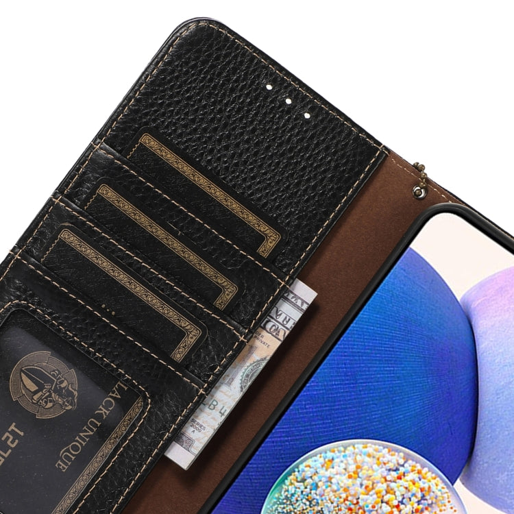 Funda Cuero Genuino OnePlus 13 Textura Lichi Rfid (Negro)