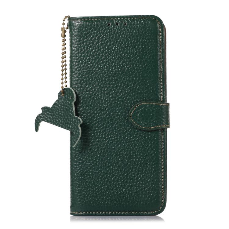 Funda de Cuero Genuino con Textura de Lichi Rfid para OnePlus Ace 5/13R 5G (Verde)