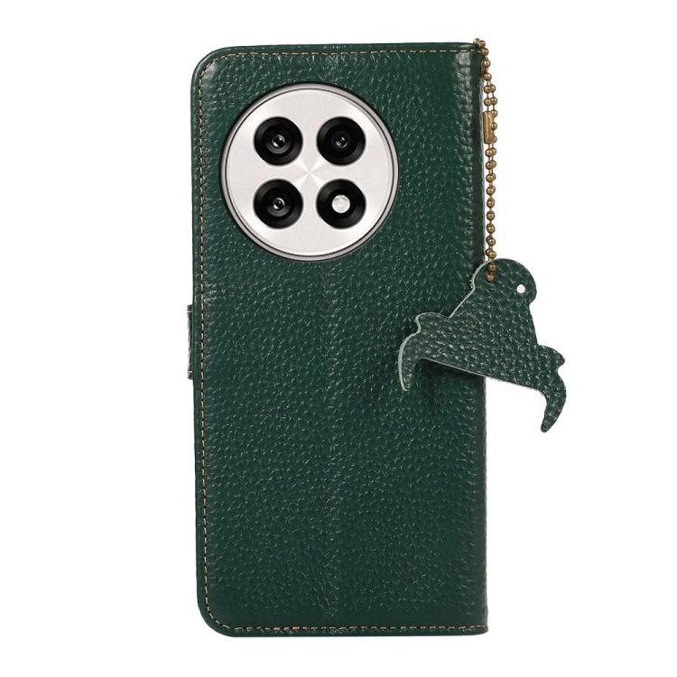 Funda de Cuero Genuino con Textura de Lichi Rfid para OnePlus Ace 5/13R 5G (Verde)