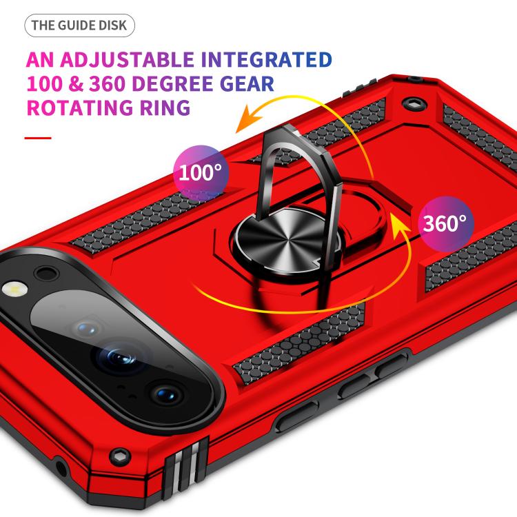 Funda TPU + PC para Google Pixel 10 Pro XL a Prueba de Golpes con Soporte (Roja)
