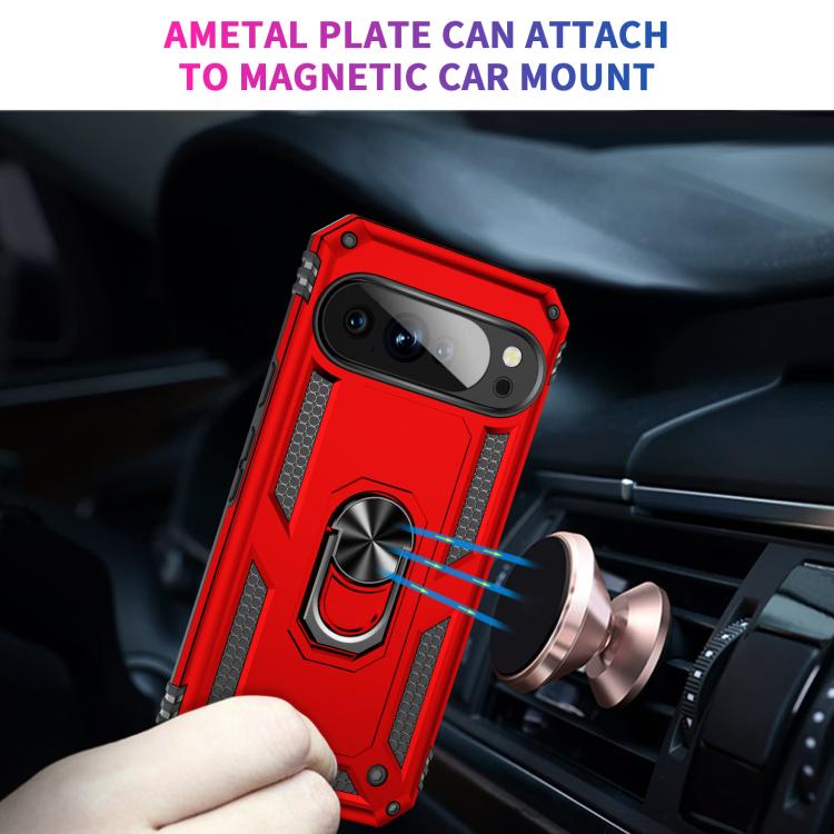 Funda TPU + PC para Google Pixel 10 Pro XL a Prueba de Golpes con Soporte (Roja)