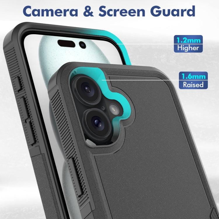 Funda para iPhone 16 Plus PC + TPU 2 En 1 (Negra)