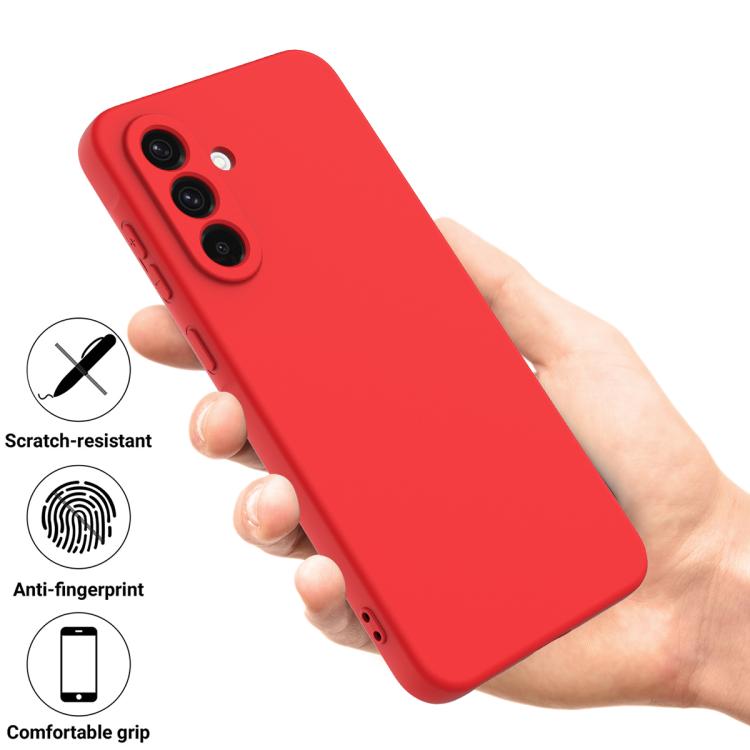 Funda de silicona líquida de color sólido para Samsung Galaxy M36 5G, a prueba de caídas y cobertura total (roja)