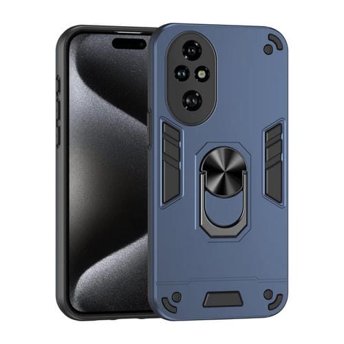 Funda para Teléfono Honor 200 Pro con Soporte de Anillo de Metal a Prueba de Golpes (Azul)