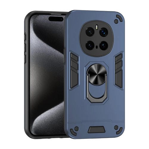 Funda para Teléfono Honor Magic7 Pro con Soporte de Anillo de Metal y Protección Antigolpes (Azul)