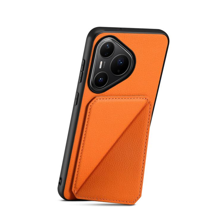 Funda para Huawei Pura 80 Pro / 80 Pro+ 5G D04 con textura de becerro y ranura para dos tarjetas (naranja)