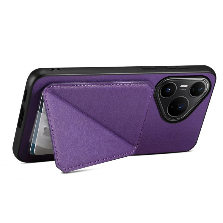 Funda para Huawei Pura 80 Pro / 80 Pro+ 5G D04 con textura de becerro y ranura para dos tarjetas (morado)