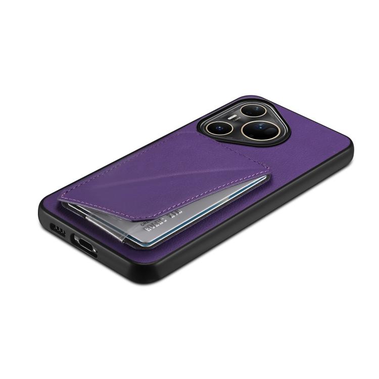 Funda para Huawei Pura 80 Ultra 5G D04 con textura de becerro y ranura para dos tarjetas (morado)