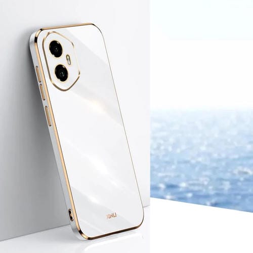 Funda para Honor 300 Xinli TPU con Borde Dorado y Revestimiento 6D Recto (Blanca)