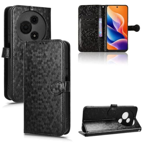 Funda de cuero con textura de puntos de panal para TCL 605 (negra)