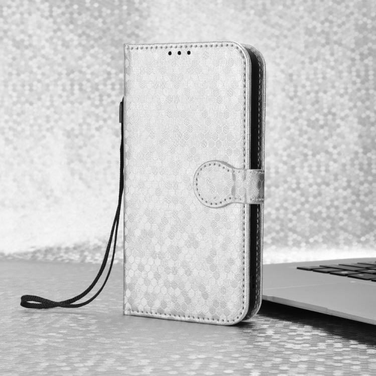 Funda de cuero con textura de puntos de panal para TCL 605 (plateada)