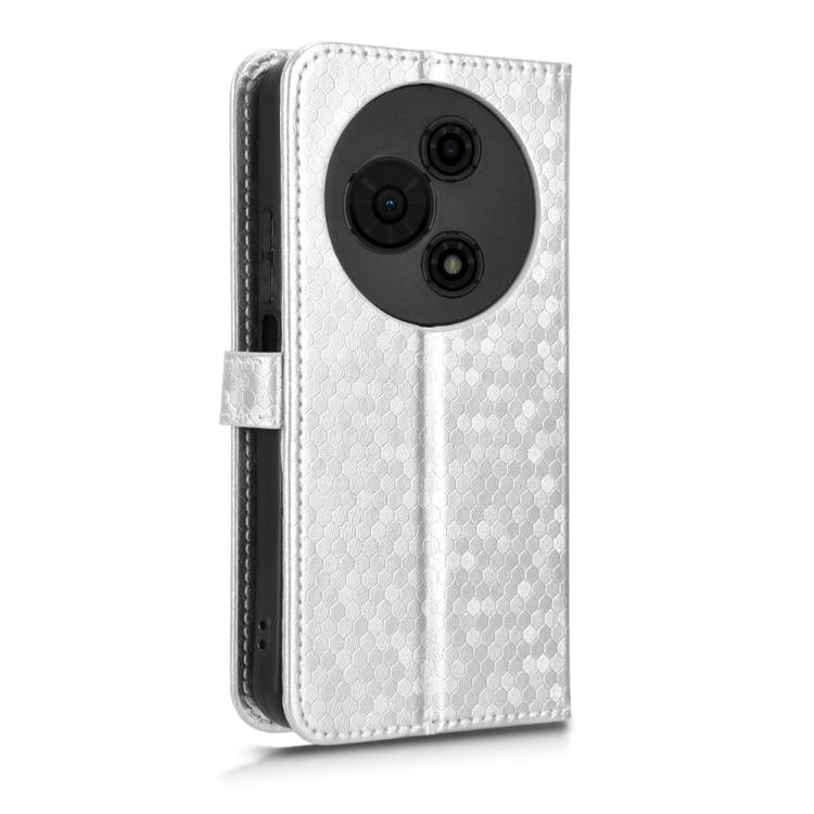 Funda de cuero con textura de puntos de panal para TCL 605 (plateada)