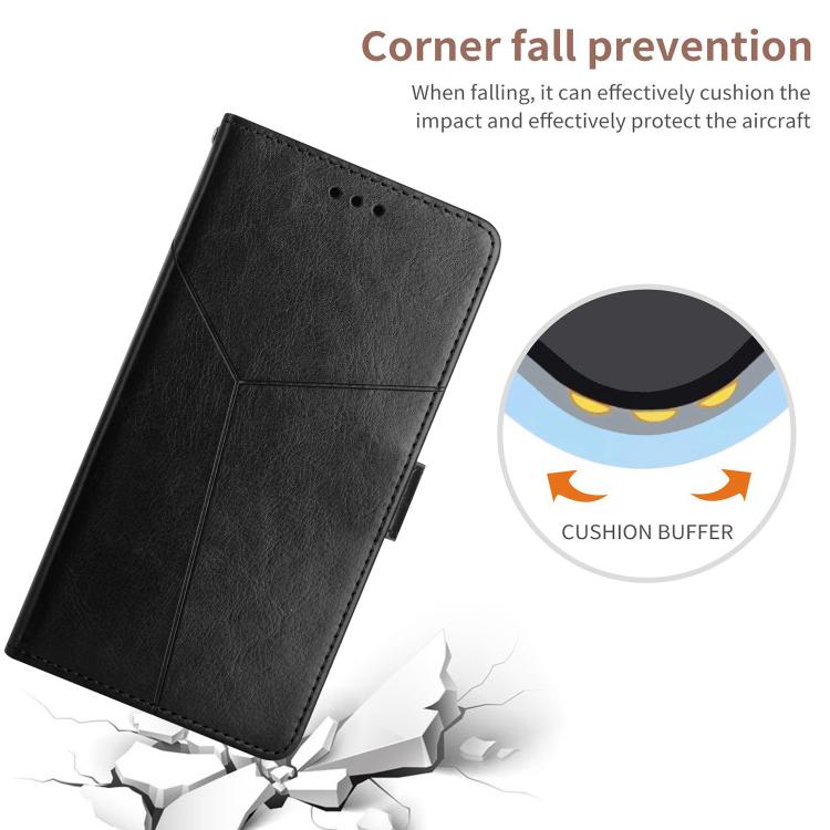 Funda de cuero con tapa en forma de Y para TCL 60 SE/605 (negra)