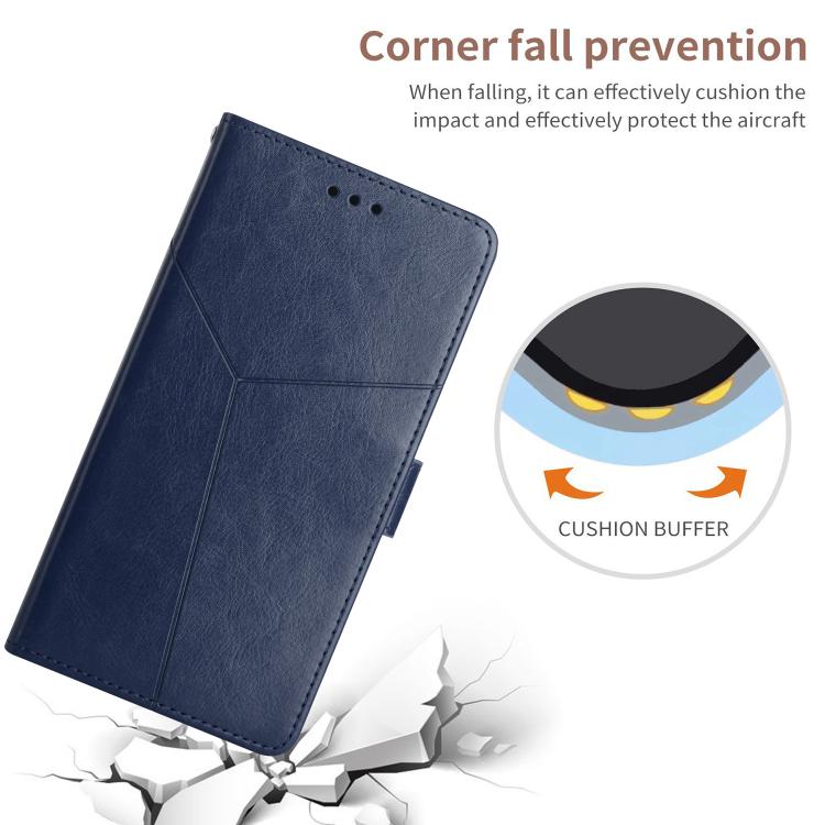Funda de cuero con tapa en forma de Y para TCL 60 SE/605 (azul)