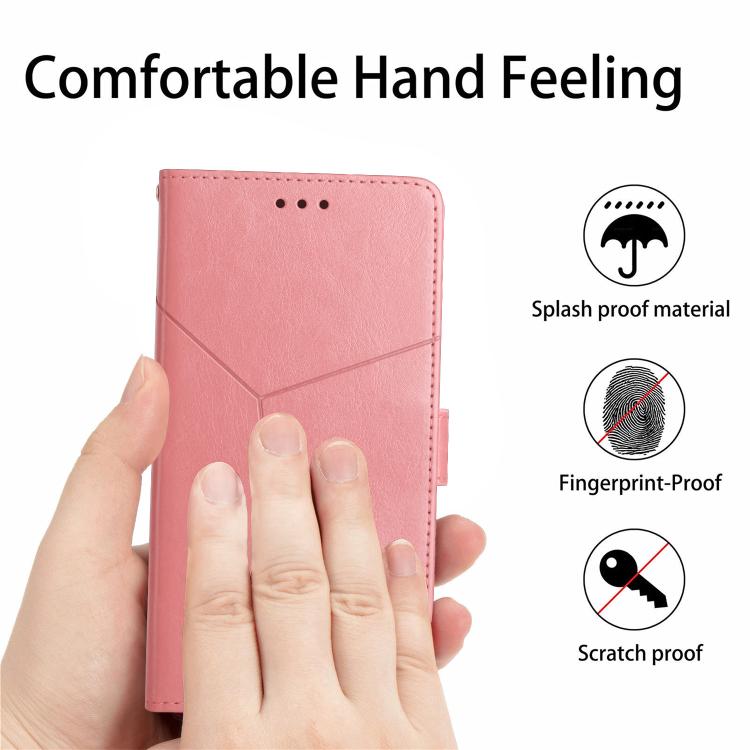 Funda de cuero con tapa en forma de Y para TCL 60 SE/605 (rosa)