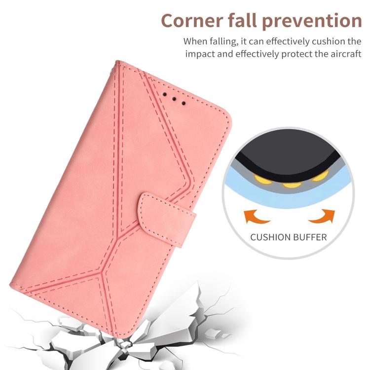 Funda de cuero con relieve y costuras para TCL 60 SE/605 (rosa)