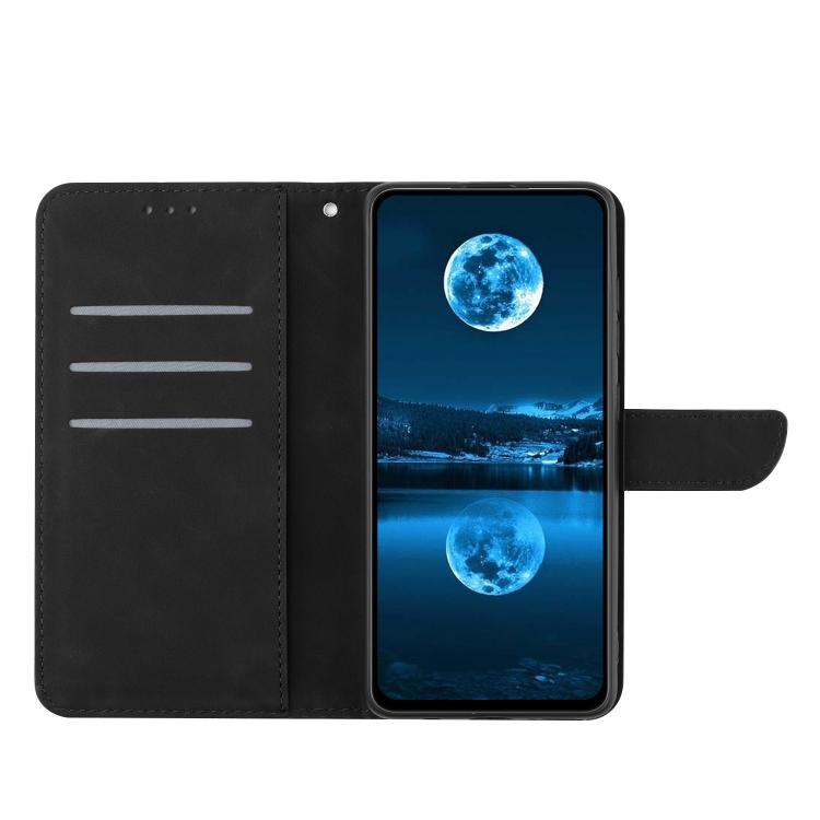Funda de cuero con relieve y costuras para TCL 60 SE/605 (negra)