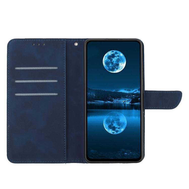 Funda de cuero con relieve y costuras para TCL 60 SE/605 (azul)