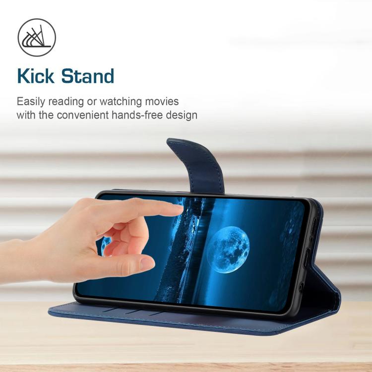 Funda de cuero con relieve y costuras para TCL 60 SE/605 (azul)