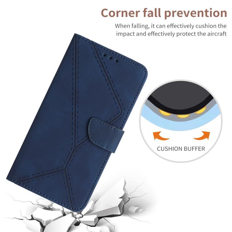 Funda de cuero con relieve y costuras para TCL 60 SE/605 (azul)