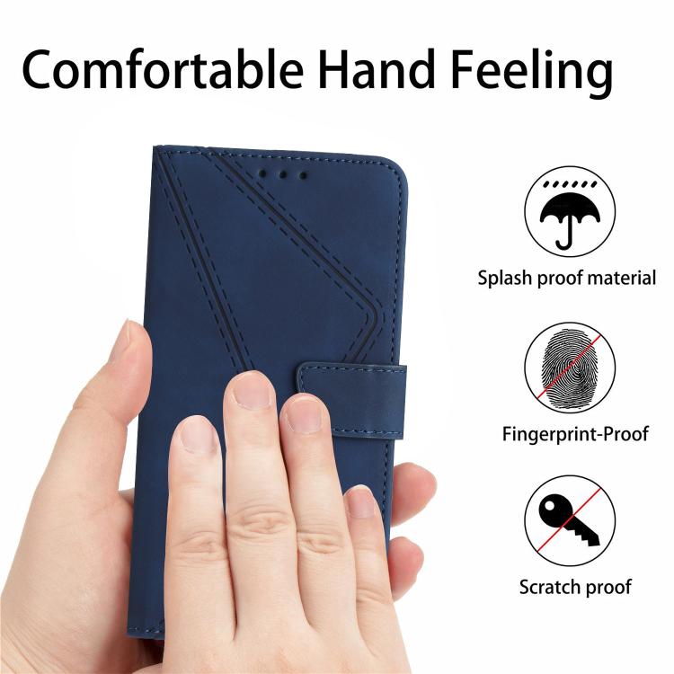 Funda de cuero con relieve y costuras para TCL 60 SE/605 (azul)