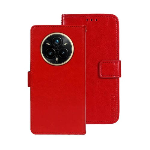 Funda de Cuero con Textura Crazy Horse para Realme 14 Pro+ 5G (Roja)