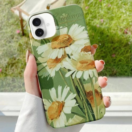 Barniz para Funda de PC iPhone 16 Plus con Barra de Agua (Crisantemo Grande)