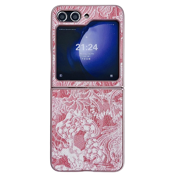 Funda para Teléfono Samsung Galaxy Z Flip5 Cobertura Total Bordado (Rosa)