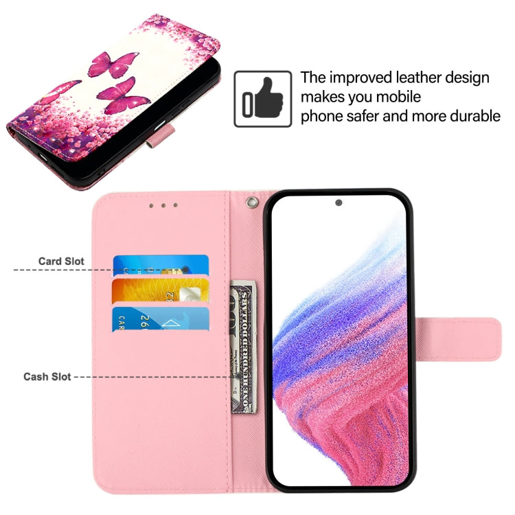 Funda de Cuero con Tapa Horizontal y Pintura 3D para OnePlus Nord N10 5G (Mariposa Rosa)