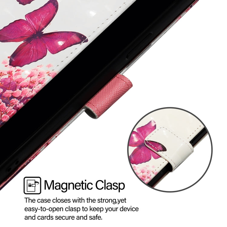 Funda de Cuero con Tapa Horizontal y Pintura 3D para OnePlus Nord N10 5G (Mariposa Rosa)
