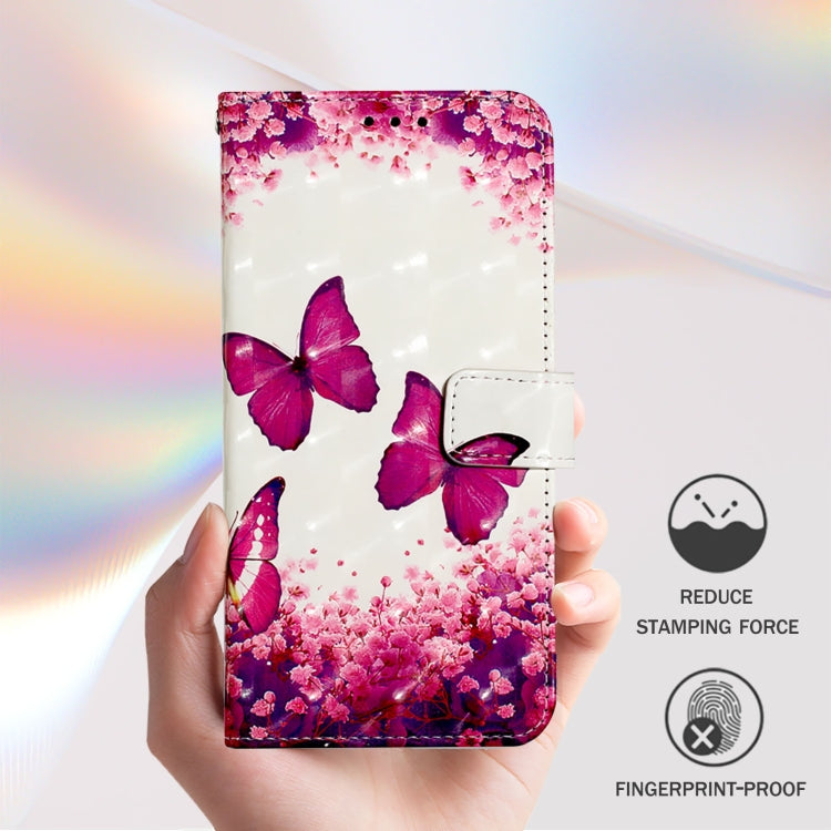Funda de Cuero con Tapa Horizontal y Pintura 3D para OnePlus Nord N10 5G (Mariposa Rosa)